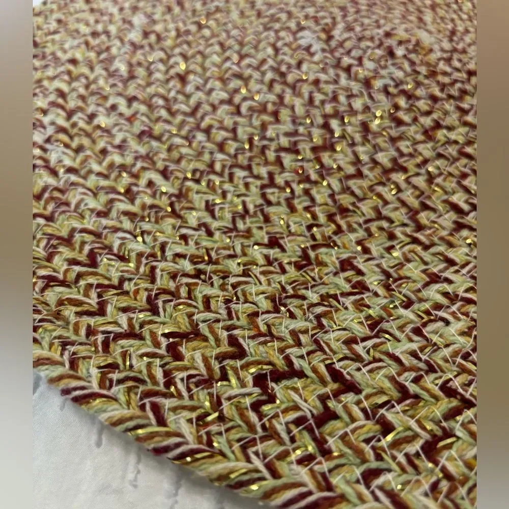 Set of 4 Placemats by Naturally, Danny Seo Cotton Metallic Yarn Round 15” Autumn